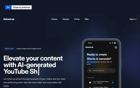 2short.ai homepage (screenshot)