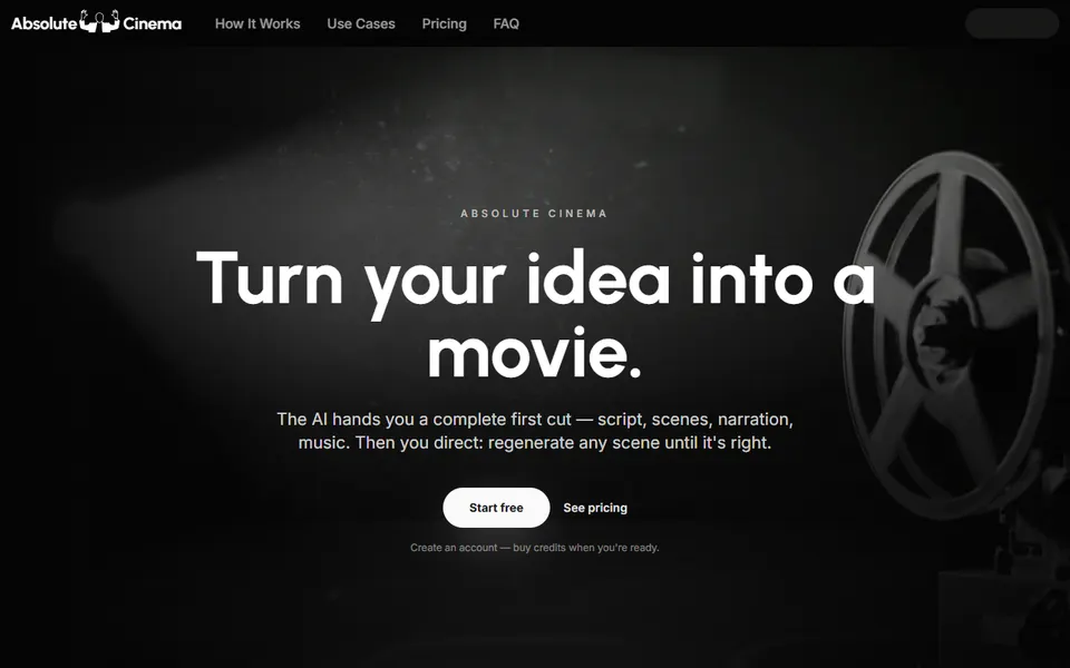 Absolute Cinema homepage (screenshot)