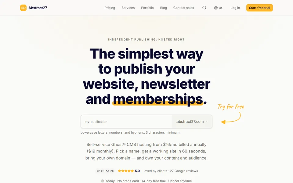 Abstract27 homepage (screenshot)