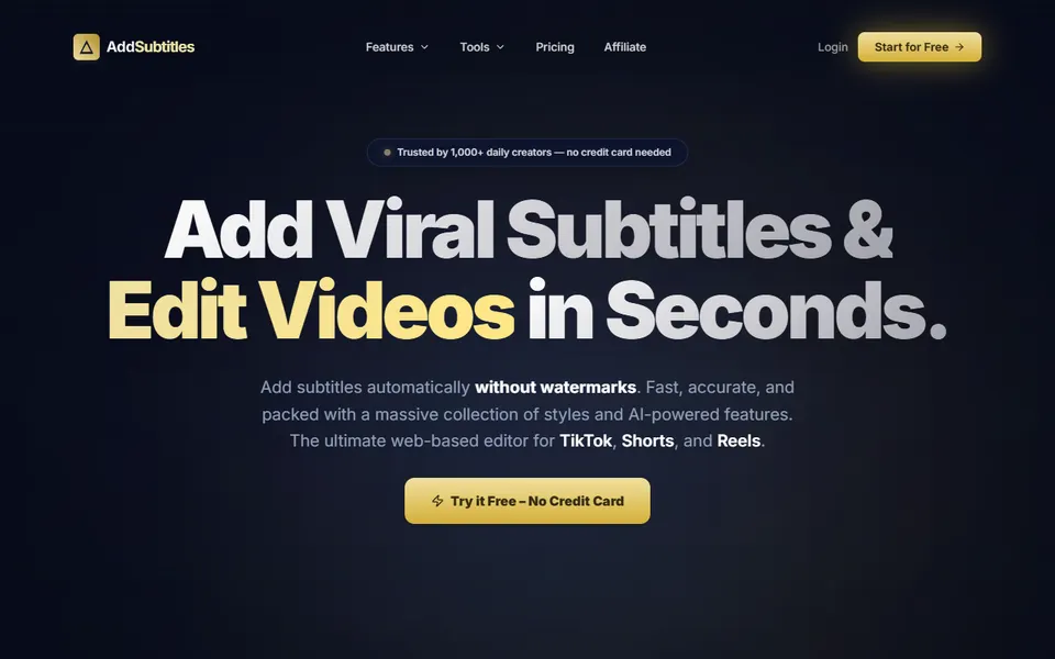 AddSubtitles homepage (screenshot)