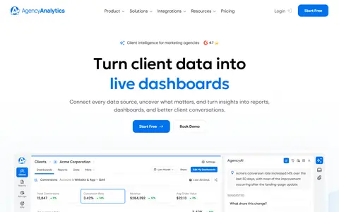 AgencyAnalytics homepage (screenshot)