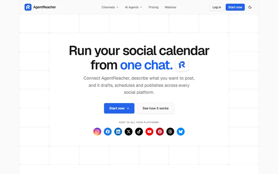AgentReacher homepage (screenshot)