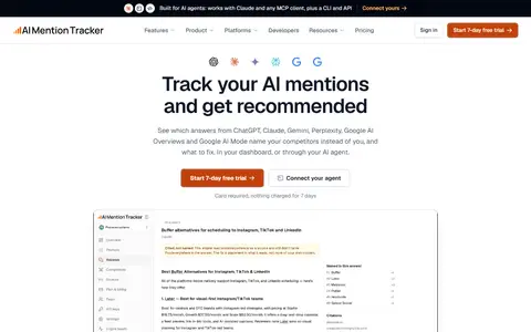 AIMentionTracker homepage (screenshot)