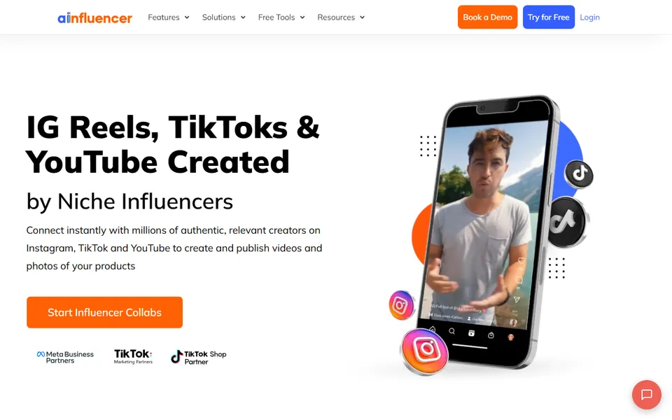 Ainfluencer homepage (screenshot)
