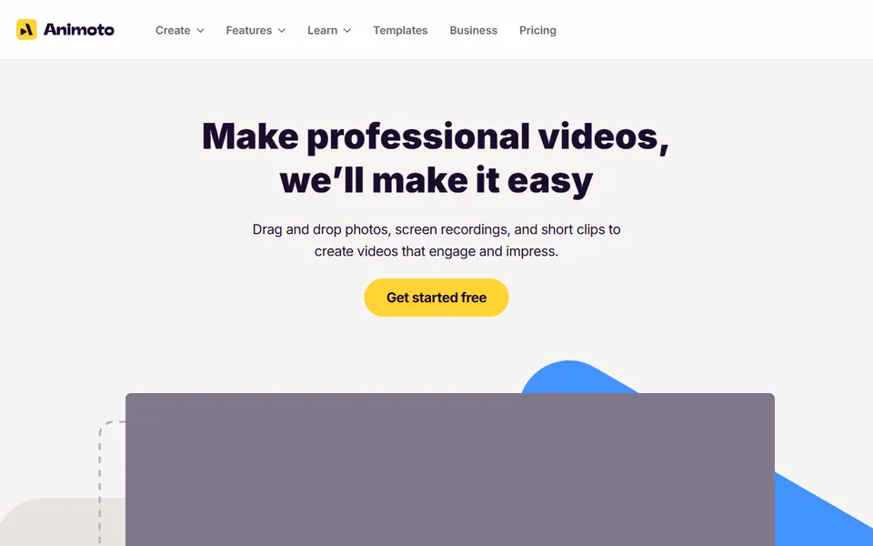 Animoto homepage (screenshot)