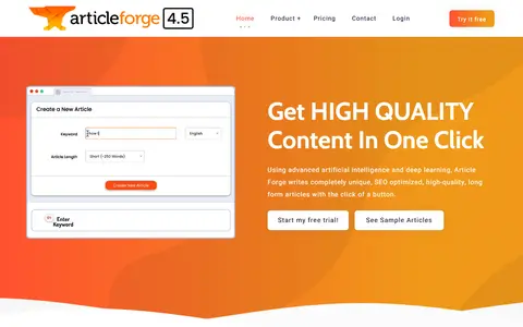 Article Forge homepage (screenshot)