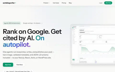 AutoBlogWriter homepage (screenshot)