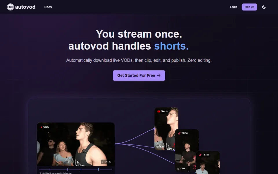 AutoVOD homepage (screenshot)