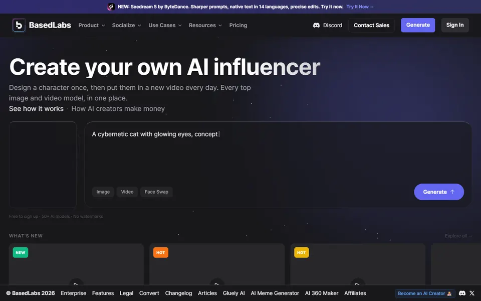 Based Labs AI homepage (screenshot)