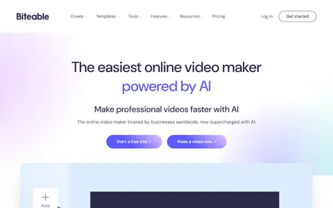 Biteable homepage (screenshot)