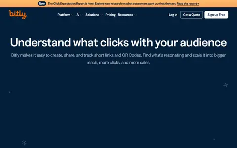 Bitly homepage (screenshot)