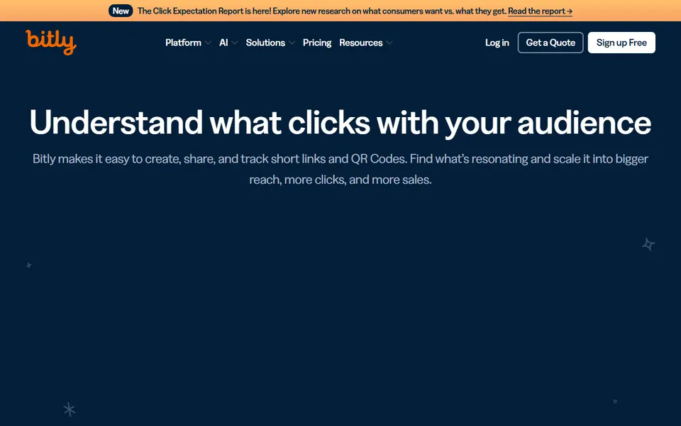 Bitly homepage (screenshot)