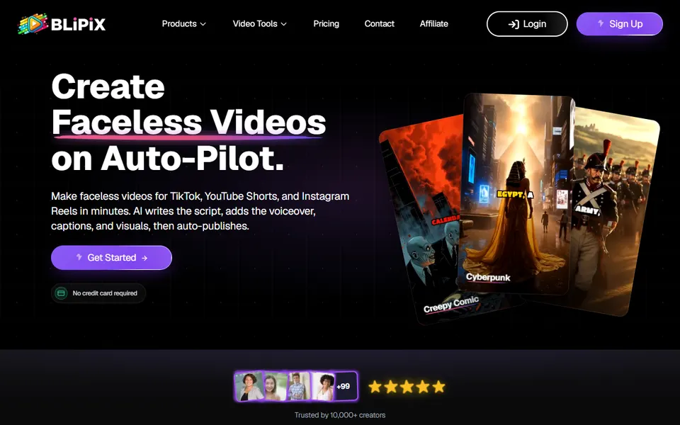 Blipix homepage (screenshot)
