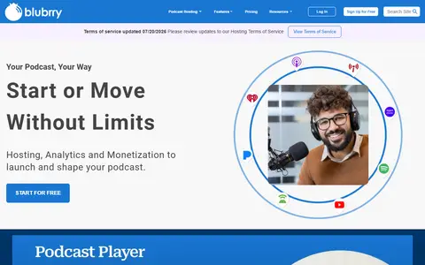 Blubrry homepage (screenshot)