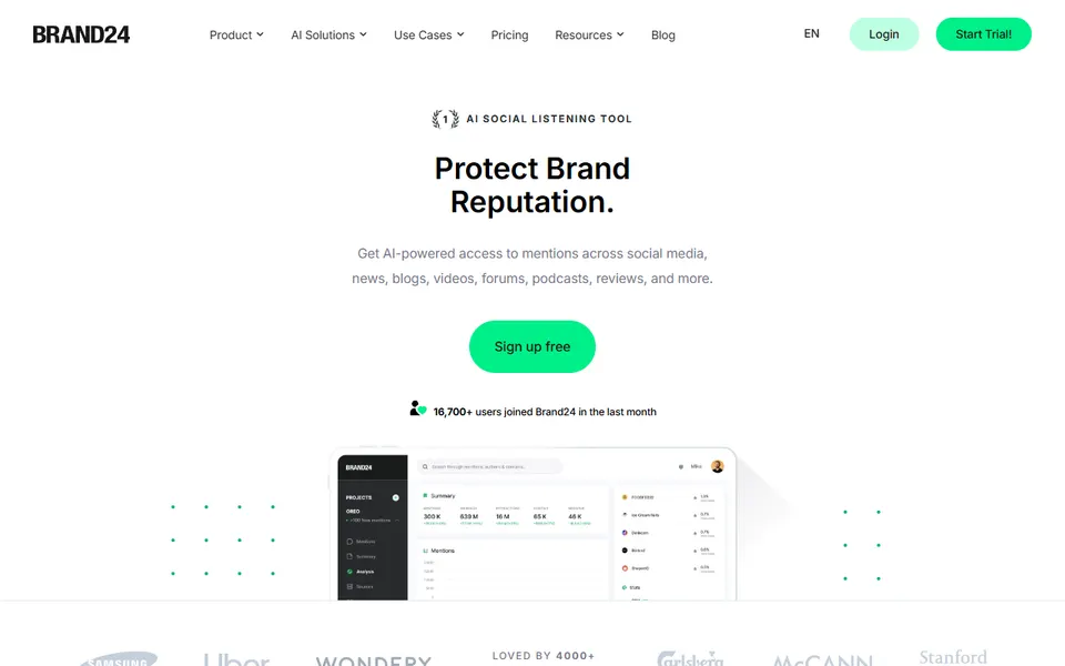 Brand24 homepage (screenshot)