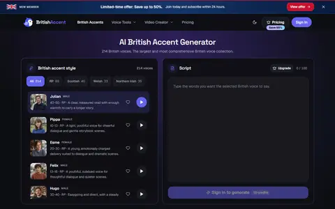 BritishAccent homepage (screenshot)