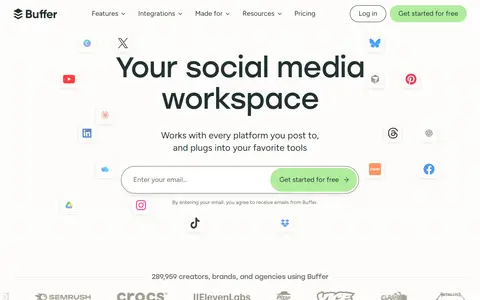 Buffer homepage (screenshot)
