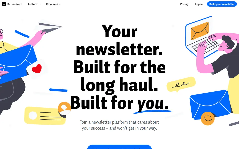 Buttondown homepage (screenshot)
