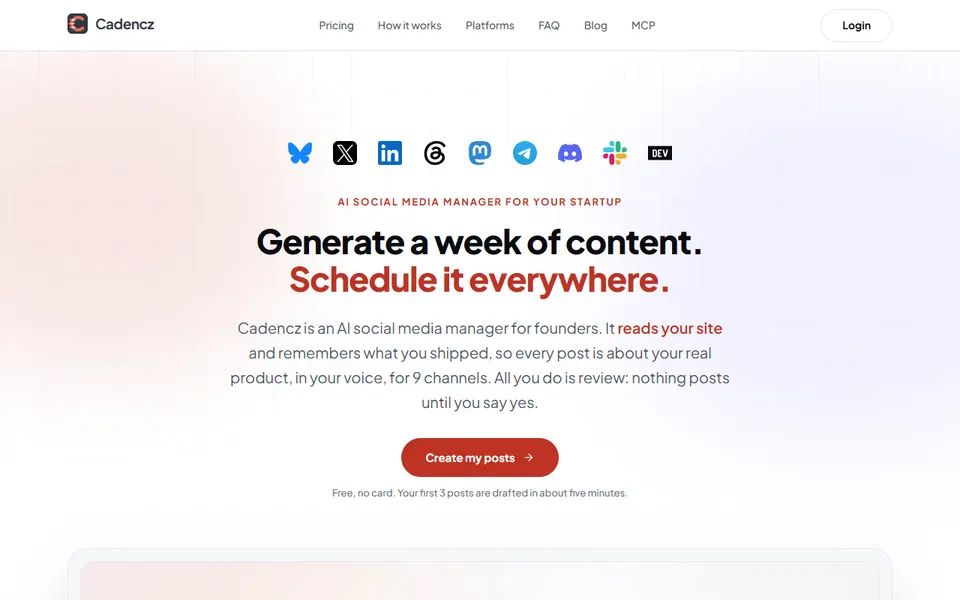 cadencz homepage (screenshot)
