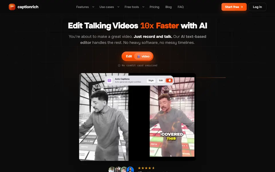 captionrich homepage (screenshot)