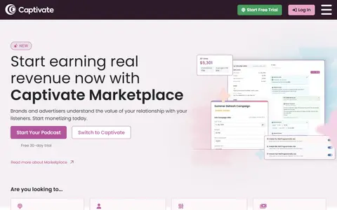 Captivate homepage (screenshot)