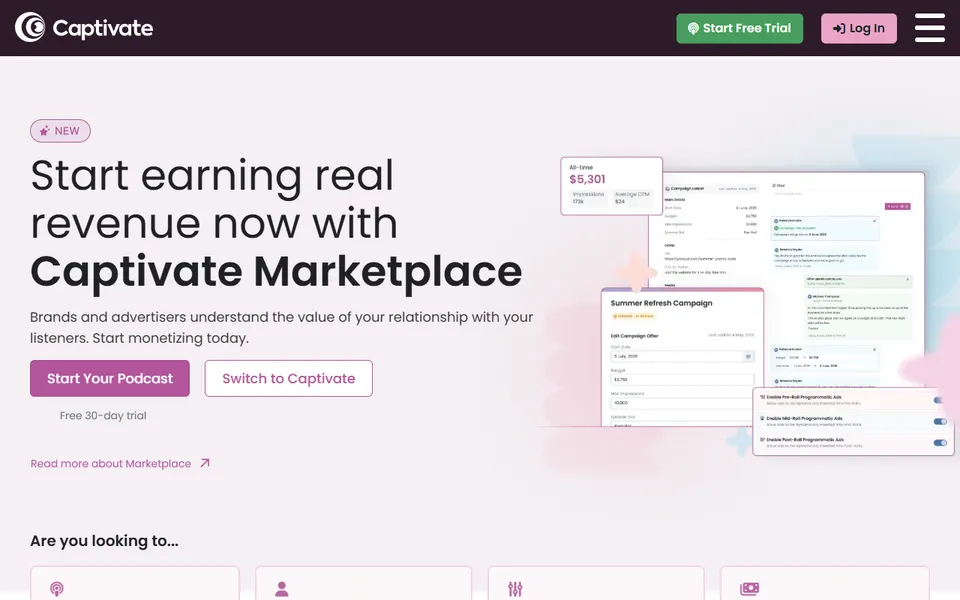 Captivate homepage (screenshot)
