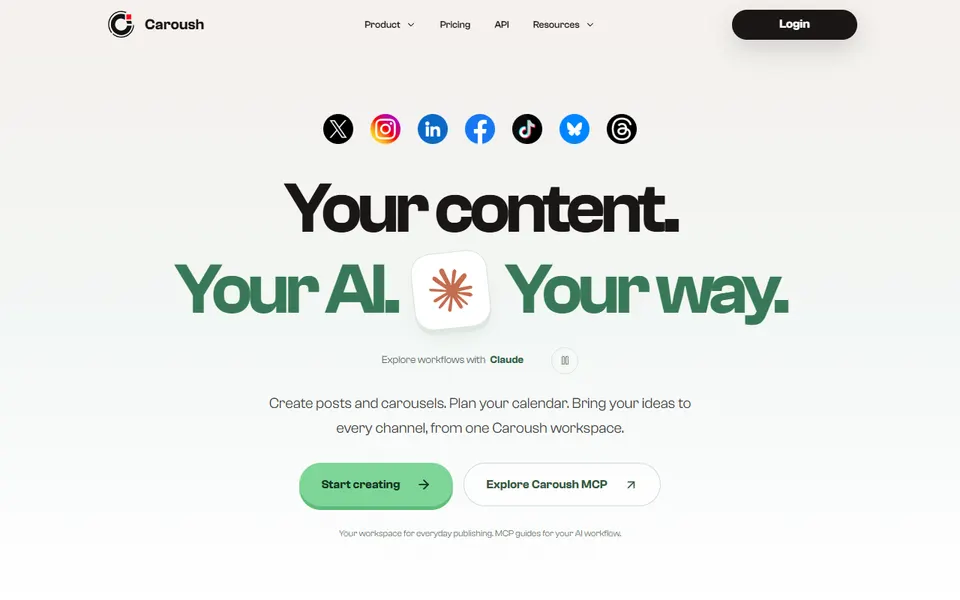 Caroush homepage (screenshot)
