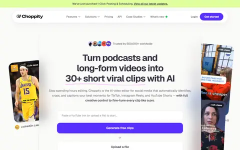 Choppity homepage (screenshot)
