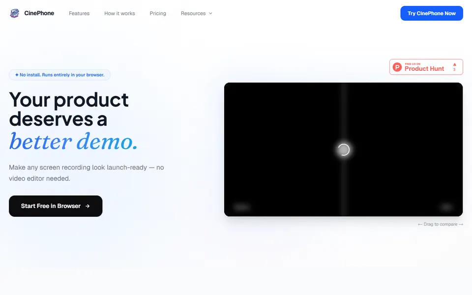 CinePhone homepage (screenshot)