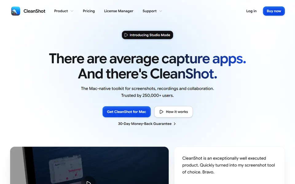 CleanShot X homepage (screenshot)