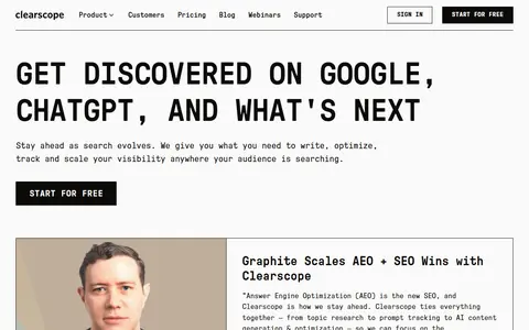 Clearscope homepage (screenshot)