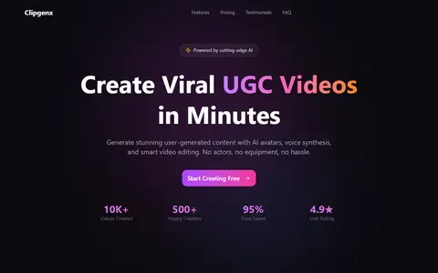 Clipgenx homepage (screenshot)