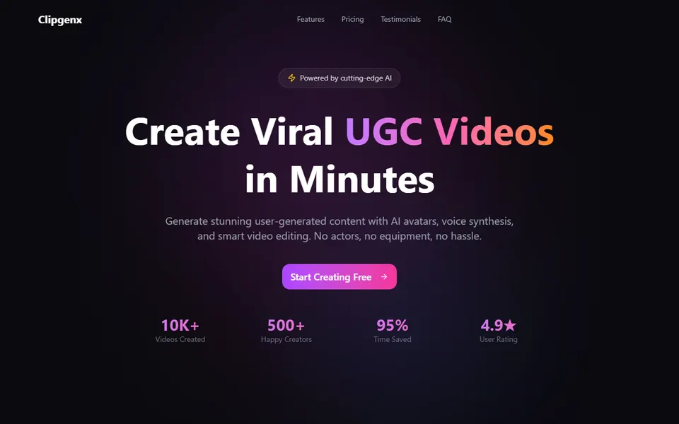Clipgenx homepage (screenshot)