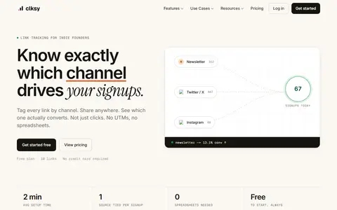 Clksy homepage (screenshot)