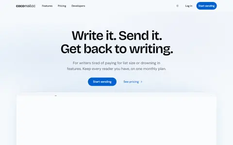 Cocomail homepage (screenshot)