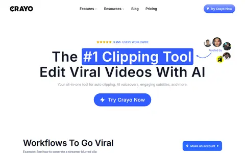 Crayo homepage (screenshot)