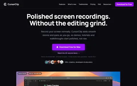 CursorClip homepage (screenshot)