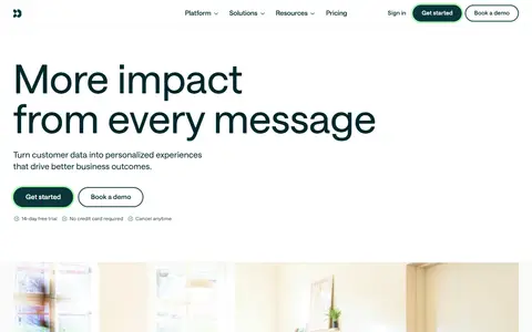 Customer.io homepage (screenshot)
