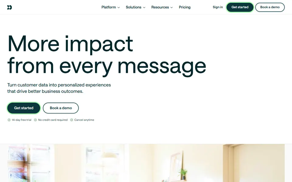 Customer.io homepage (screenshot)