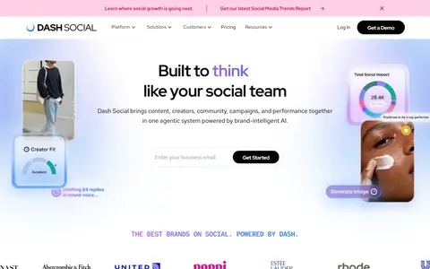 Dash Social homepage (screenshot)