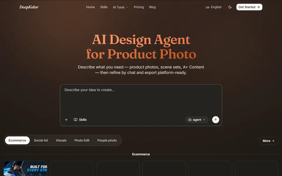 DeepKolor homepage (screenshot)