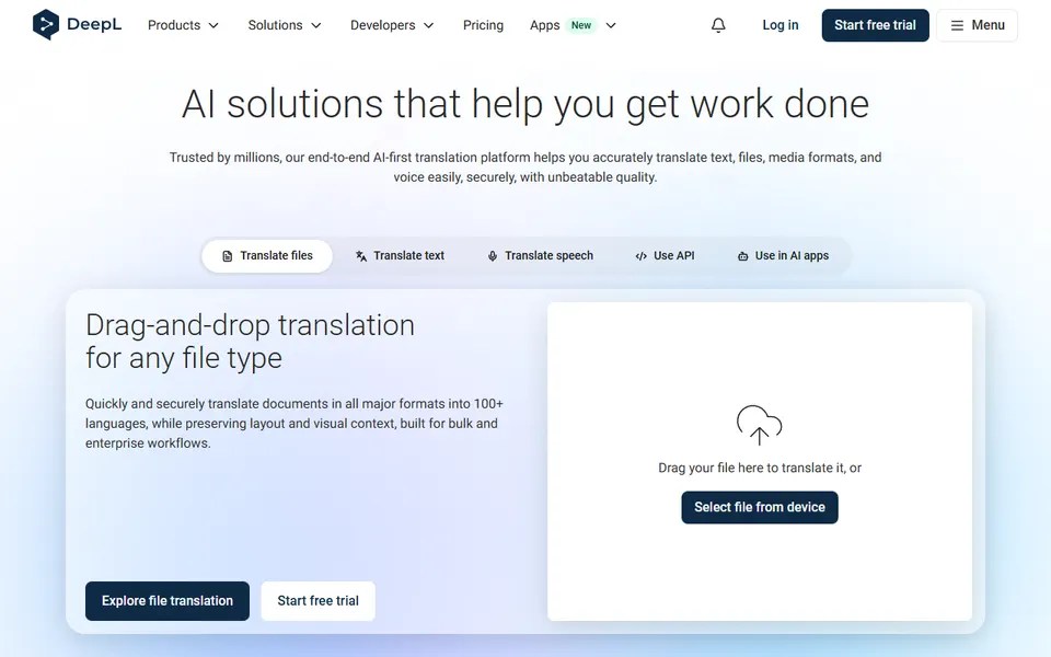 DeepL homepage (screenshot)