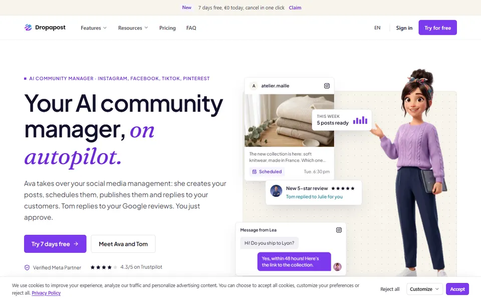 Dropapost homepage (screenshot)
