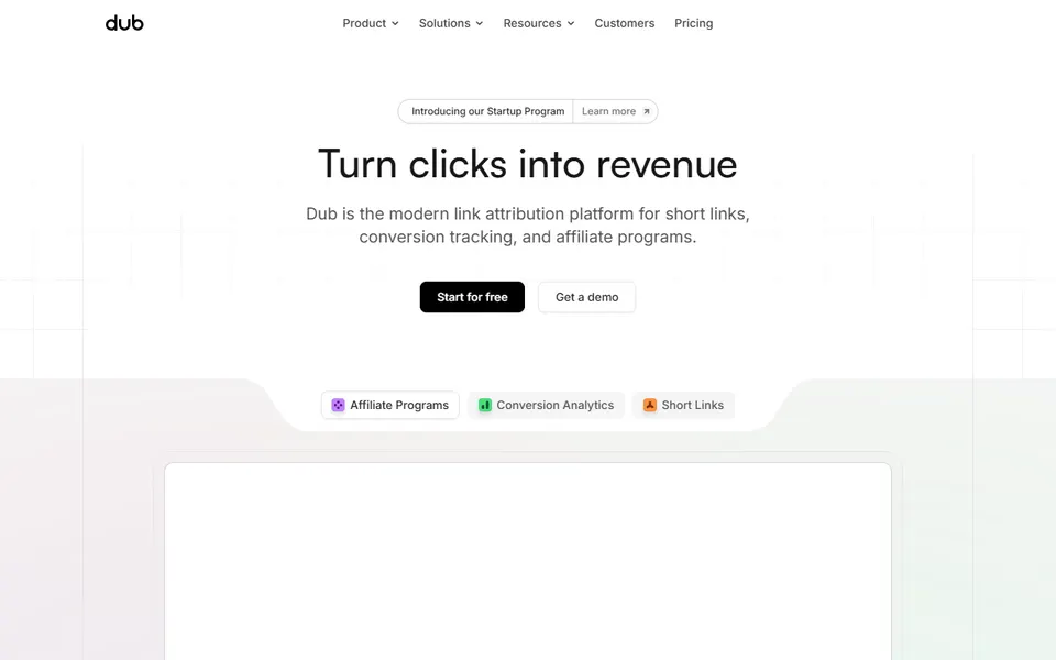 Dub homepage (screenshot)