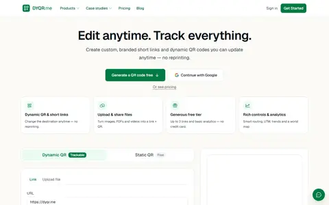 DYQR homepage (screenshot)