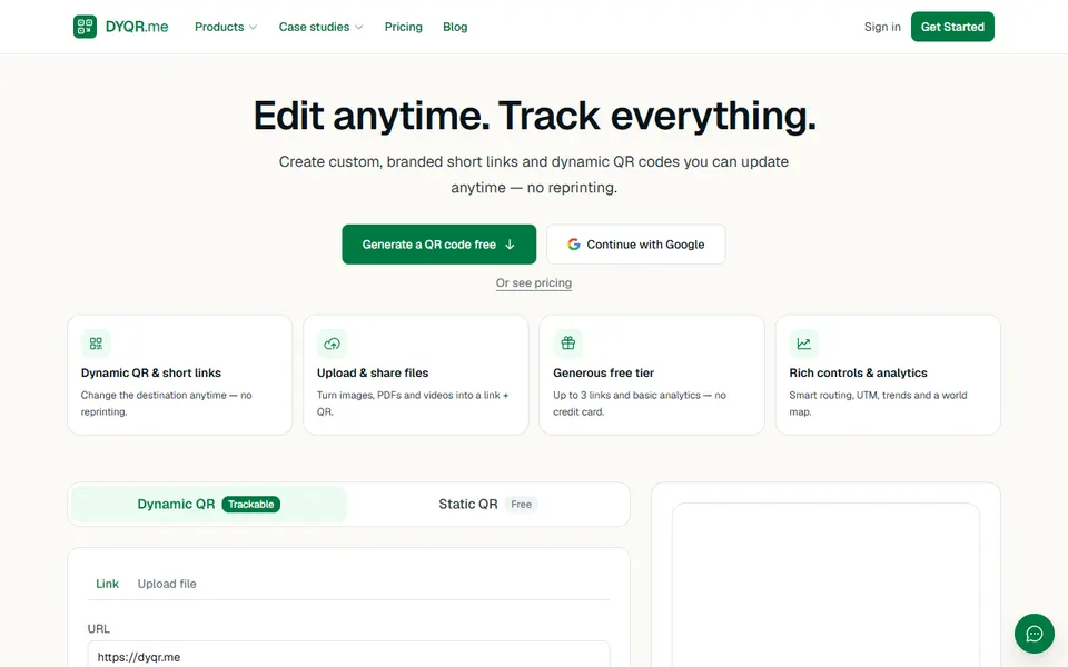 DYQR homepage (screenshot)