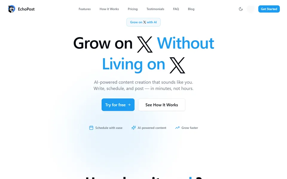 EchoPost homepage (screenshot)