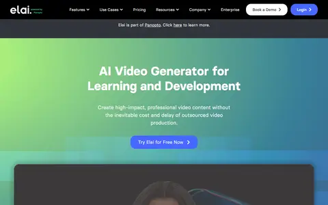 Elai homepage (screenshot)