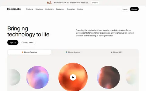 ElevenLabs homepage (screenshot)