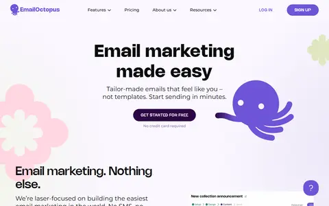 EmailOctopus homepage (screenshot)